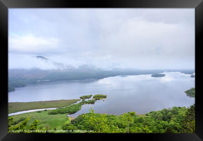 Derwent Water covered in cloud Framed Print by Darrell Evans