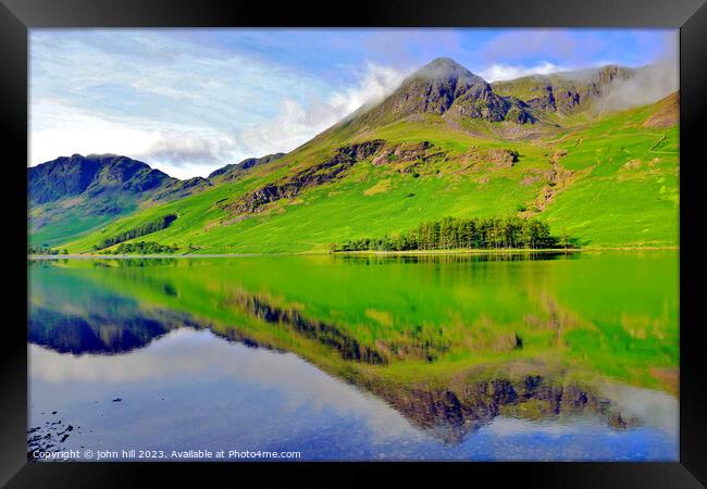Mountain reflections, Cumbria, UK. Framed Print by john hill