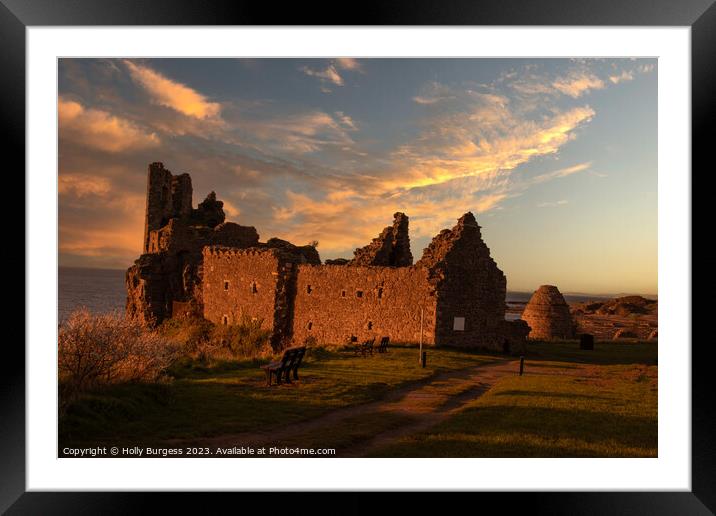 Scottish Sunset Over Dunure Castle Ruins Framed Mounted Print by Holly Burgess