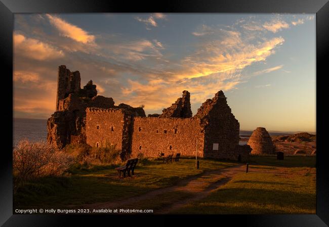 Scottish Sunset Over Dunure Castle Ruins Framed Print by Holly Burgess
