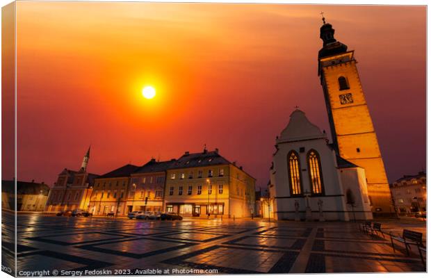 Sunset in Sobeslav - city in South Bohemian region, Czechia Canvas Print by Sergey Fedoskin
