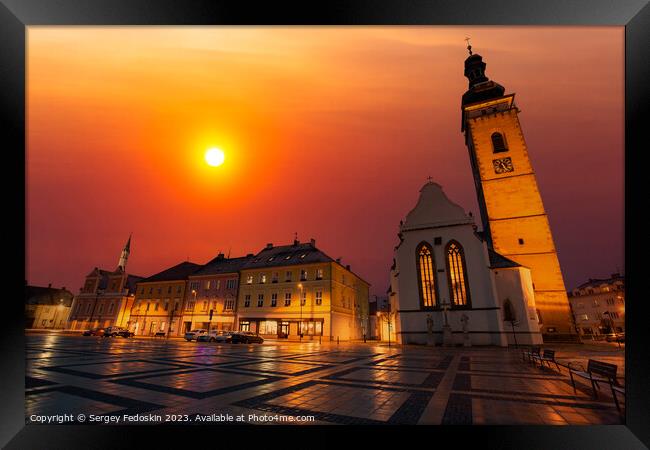 Sunset in Sobeslav - city in South Bohemian region, Czechia Framed Print by Sergey Fedoskin