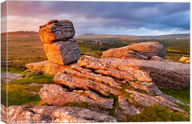 Heckwood Tor, with Vixen Tor beyond, Dartmoor Canvas Print by Justin Foulkes