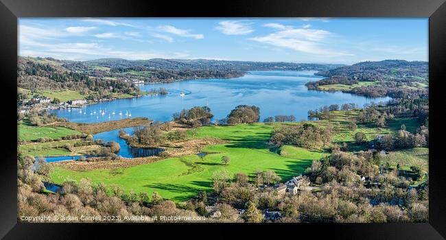 Lake Windermere taken from high up on Loughrigg Fe Framed Print by Julian Carnell