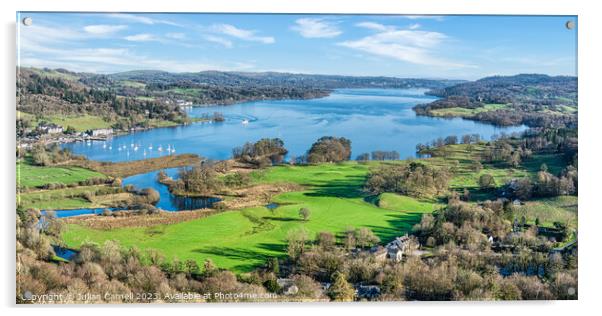 Lake Windermere taken from high up on Loughrigg Fe Acrylic by Julian Carnell