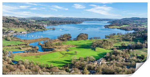 Lake Windermere taken from high up on Loughrigg Fe Print by Julian Carnell