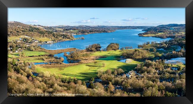 Windermere with snow on the fells Framed Print by Julian Carnell