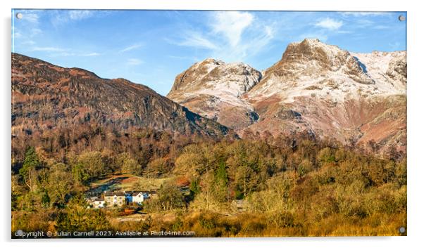 Langdale pikes winter scene with amazing blue sky  Acrylic by Julian Carnell