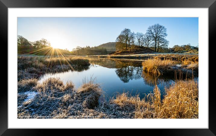 Beautiful winter sunrise over a frosty Elterwater  Framed Mounted Print by Julian Carnell