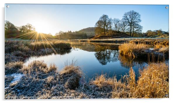 Beautiful winter sunrise over a frosty Elterwater  Acrylic by Julian Carnell