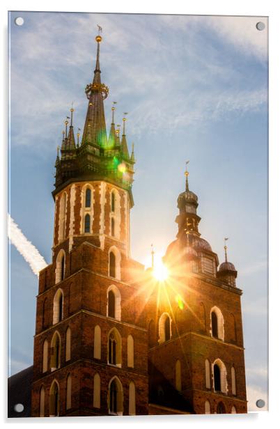 Sun Shining at St Mary Basilica in Krakow Acrylic by Artur Bogacki