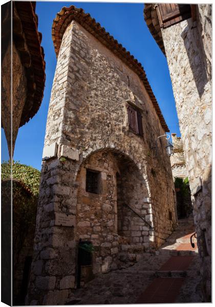 Narrow House in Medieval Eze Village in France Canvas Print by Artur Bogacki