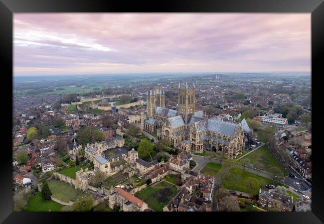 Lincoln Cathedral and Castle  Framed Print by Apollo Aerial Photography