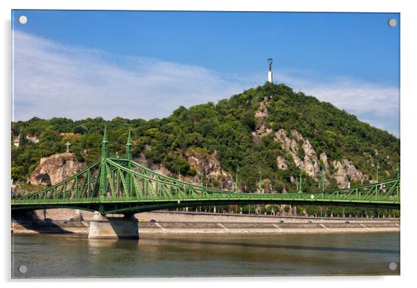 Gellert Hill and Liberty Bridge in Budapest Acrylic by Artur Bogacki