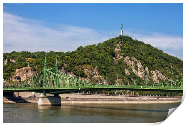 Gellert Hill and Liberty Bridge in Budapest Print by Artur Bogacki