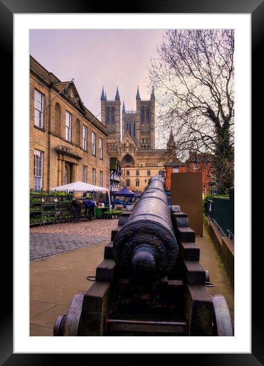 Vibrant Lincoln Market and Historic Castle Framed Mounted Print by Tim Hill