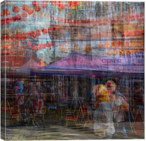 Abstract view of London's chinatown Canvas Print by Alan Collins