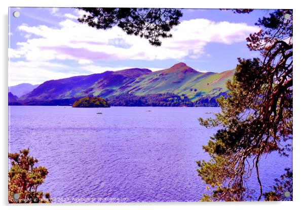 Catbells and Derwentwater, Cumbria, UK. Acrylic by john hill