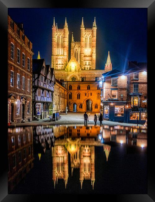 Lincoln Cathedral reflections Framed Print by Andrew Scott