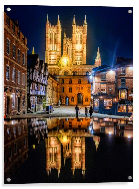Lincoln Cathedral reflections Acrylic by Andrew Scott