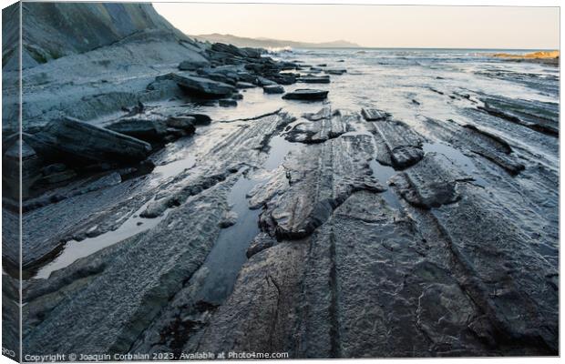 Flysch near the Basque coast of Zumaia, beautiful natural mariti Canvas Print by Joaquin Corbalan