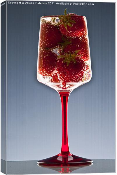 Fizzing Strawberries Canvas Print by Valerie Paterson