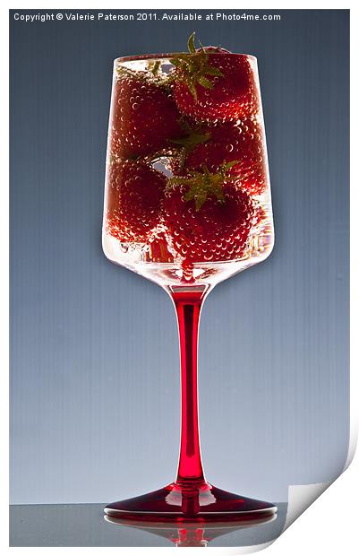 Fizzing Strawberries Print by Valerie Paterson
