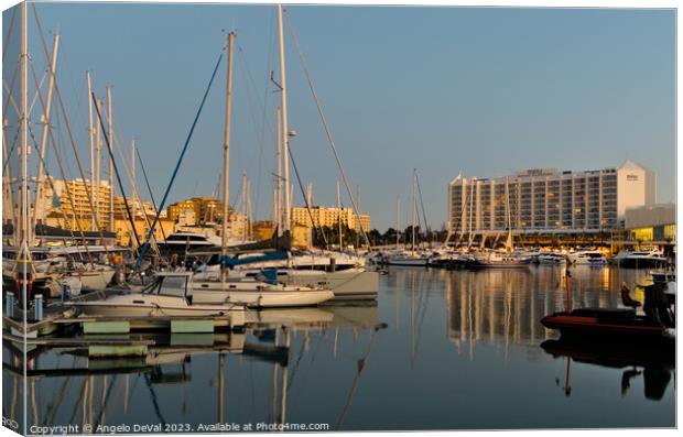 Vilamoura Marina at the End of the Day Canvas Print by Angelo DeVal