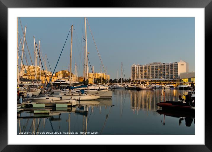 Vilamoura Marina at the End of the Day Framed Mounted Print by Angelo DeVal