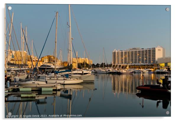 Vilamoura Marina at the End of the Day Acrylic by Angelo DeVal