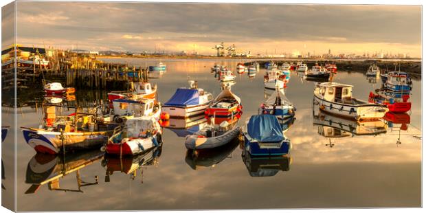 Golden Reflections on Paddy's Hole harbour  Canvas Print by Richard Armstrong