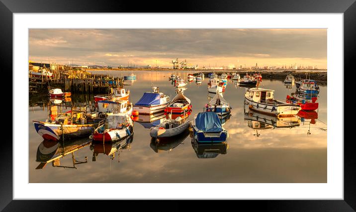 Golden Reflections on Paddy's Hole harbour  Framed Mounted Print by Richard Armstrong