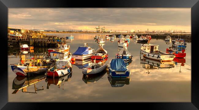 Golden Reflections on Paddy's Hole harbour  Framed Print by Richard Armstrong