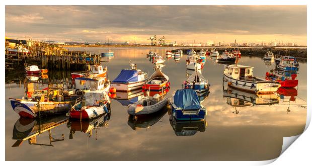 Golden Reflections on Paddy's Hole harbour  Print by Richard Armstrong
