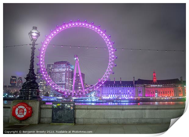 London Eye Print by Benjamin Brewty