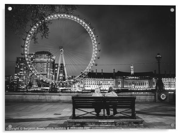 London Eye Street Photography / Long Exposure  Acrylic by Benjamin Brewty