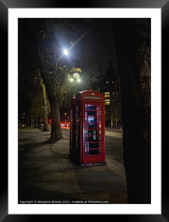 Red Phone Box / Big Ben  Framed Mounted Print by Benjamin Brewty