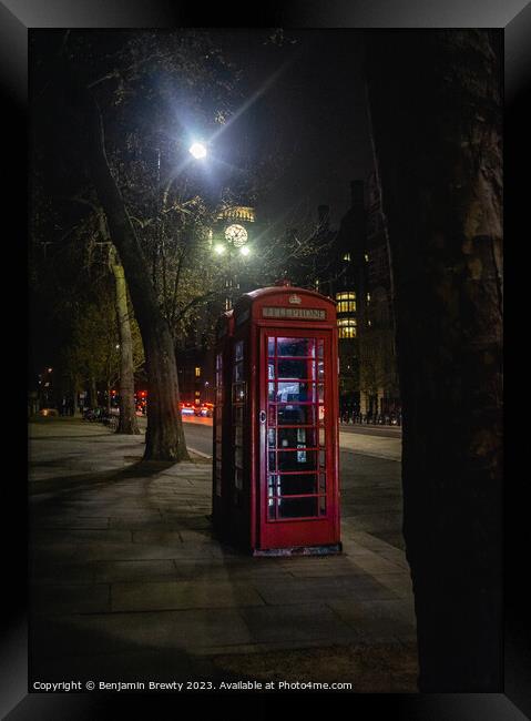 Red Phone Box / Big Ben  Framed Print by Benjamin Brewty
