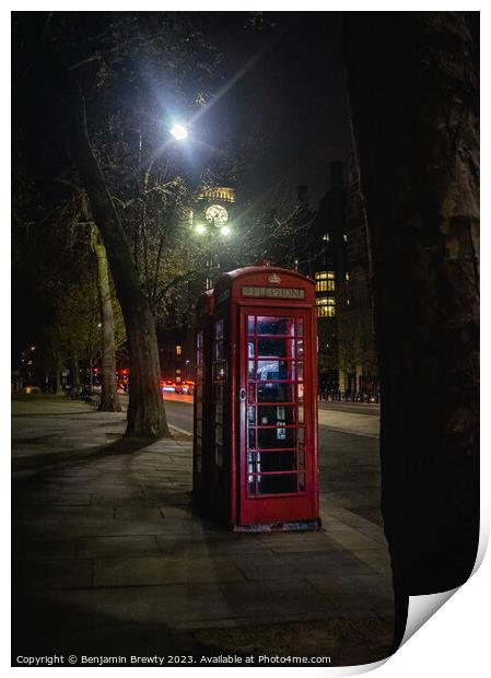 Red Phone Box / Big Ben  Print by Benjamin Brewty