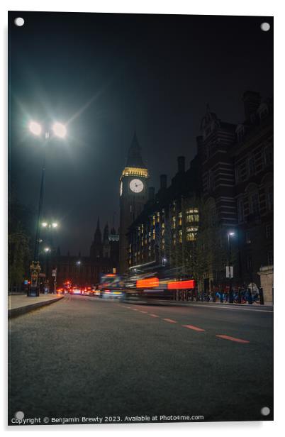 Westminster Long Exposure  Acrylic by Benjamin Brewty