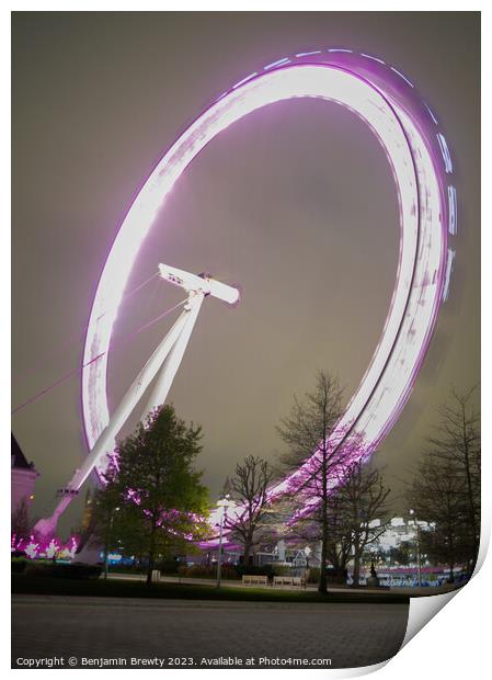 London Eye Long Exposure  Print by Benjamin Brewty