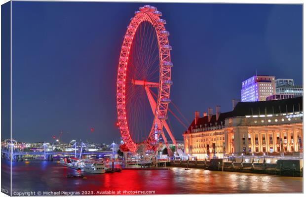 View at the London Eye at night in the city of London Canvas Print by Michael Piepgras