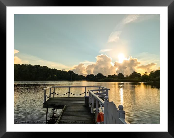 Beautiful landscape at a lake with a reflective water surface Framed Mounted Print by Michael Piepgras