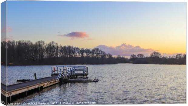 Beautiful sunset landscape at a small lake in northern Europe Canvas Print by Michael Piepgras