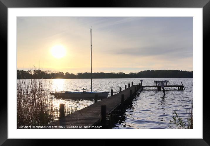 Beautiful sunset landscape at a small lake in northern Europe Framed Mounted Print by Michael Piepgras