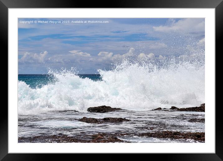 Stunning indian ocean waves at the beaches on the paradise islan Framed Mounted Print by Michael Piepgras