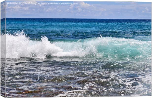 Stunning indian ocean waves at the beaches on the paradise islan Canvas Print by Michael Piepgras