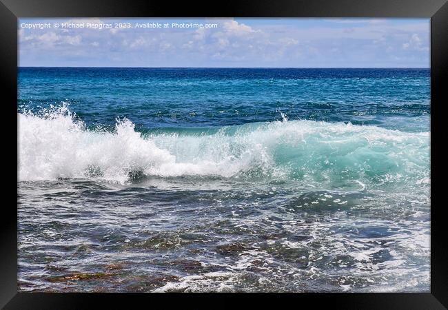 Stunning indian ocean waves at the beaches on the paradise islan Framed Print by Michael Piepgras