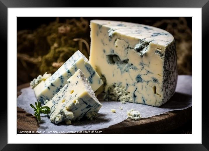 Delicious French blue cheese. Ai generated. Framed Mounted Print by Joaquin Corbalan