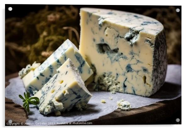 Delicious French blue cheese. Ai generated. Acrylic by Joaquin Corbalan
